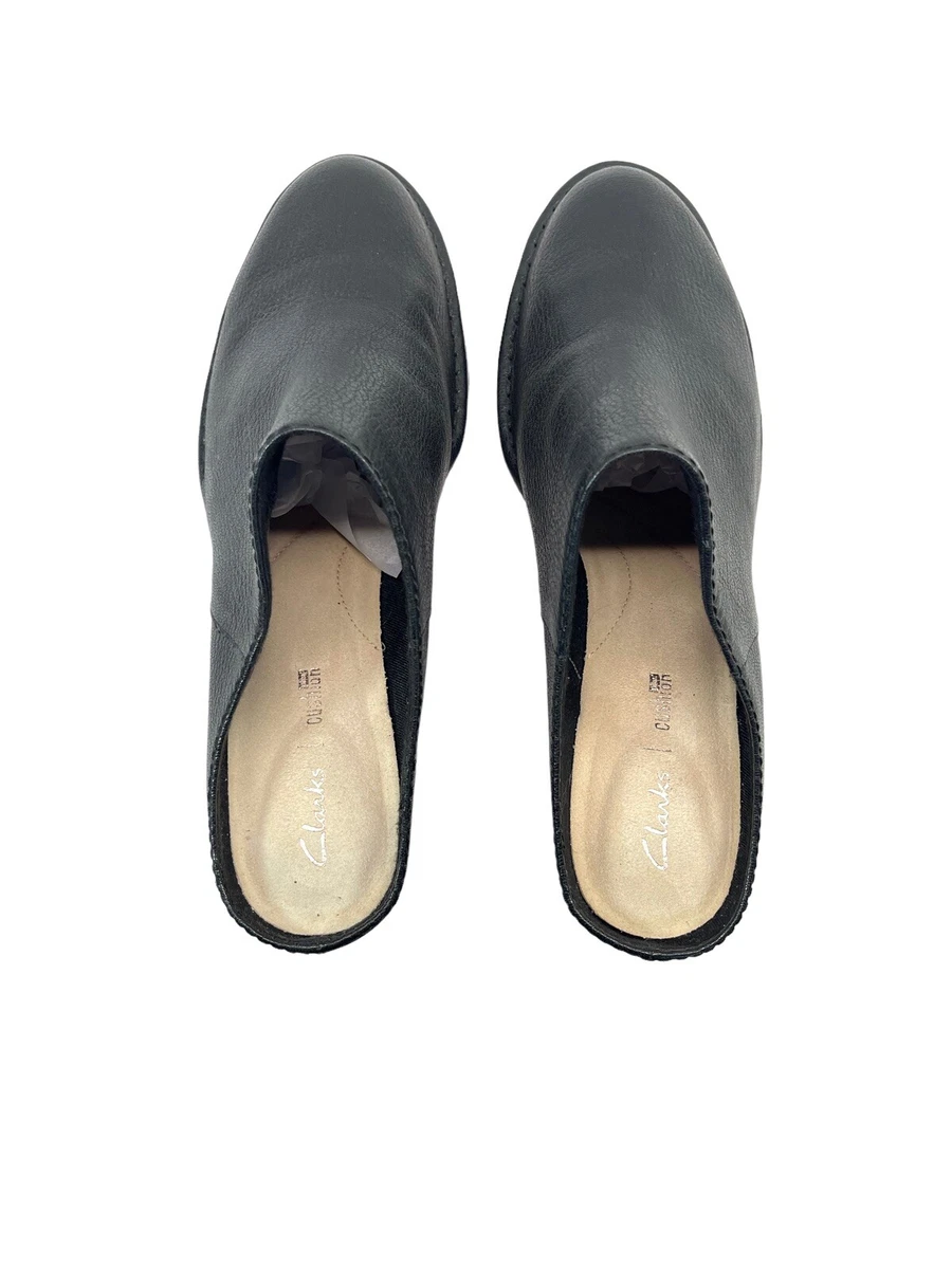 Clarks Women s Shoes Black Leather Spiced Isla Mules Size 10 M eBay