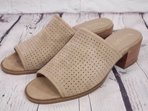 Koolaburra di UGG - Raychel - Sandali slip-on in pelle scamosciata tacco a blocco forato - marrone chiaro - Foto 3 di 9
