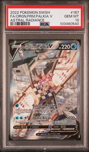PSA 10 GEM MINT POKEMON SWSH ORIGIN FORME FA/PALKIA V 167/189 ASTRAL RADIANCE 🔥