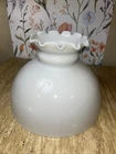 Vintage white milk glass hurricane lamp shade with ruffled top.