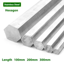 A2 Stainless Steel Hexagon Bar 4mm - 26mm Solid Hex Rod 100mm 200mm 300mm Length