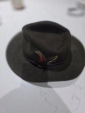 Dorfman Pacific Scala Classico Outback 100 Wool Brown Olive Hat Mens Large