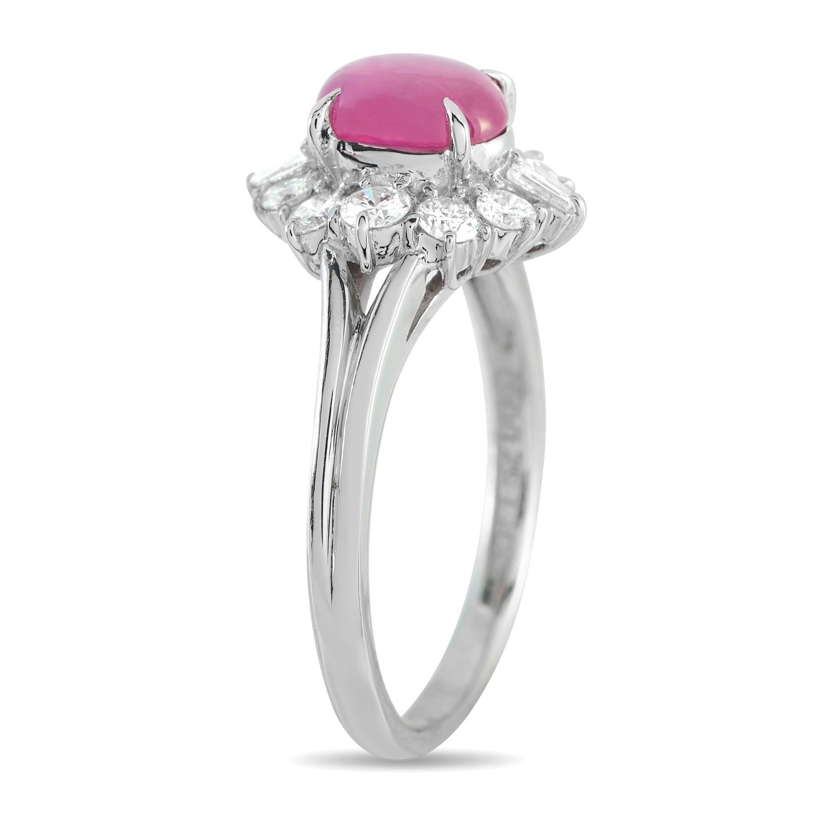 Platinum 0.63ct Diamond and Ruby Ring - image 2