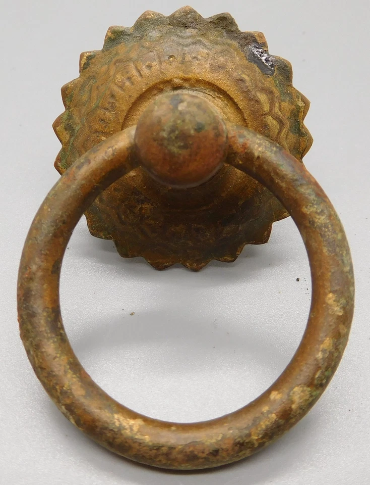 5件套古董实心黄铜环抽屉拉手-1.5英寸背板,2.25英寸落体 — 第 3/4 张图片