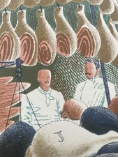 Original 1938 ERIC RAVILIOUS  "Hams" lithograph - High Street - Curwen Press
