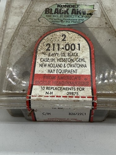 White 211-001 Sickle Sections box with red and black text, product details, and “Made in U.S.A.” label.