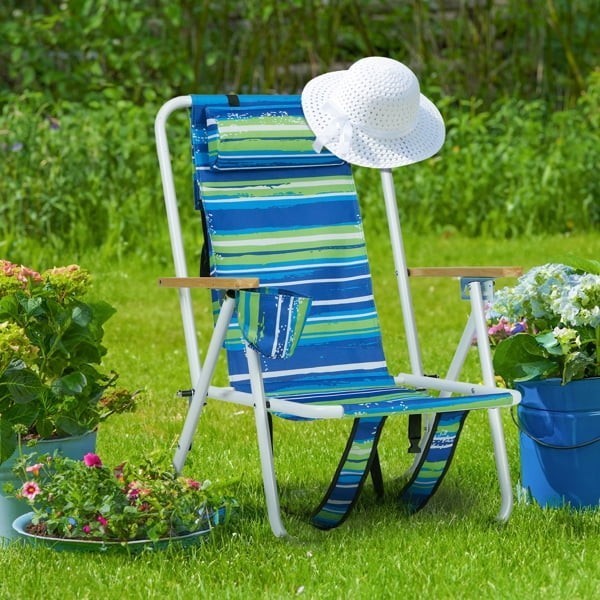 Silla de Playa Plegable 4 Posiciones Mochila Portátil Plegable Silla de Camping
