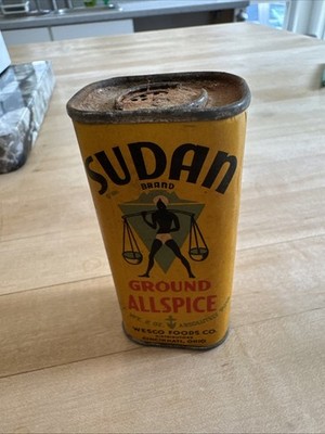 Vintage Advertising Tin - Sudan Allspice - Wesco Foods - Half Full