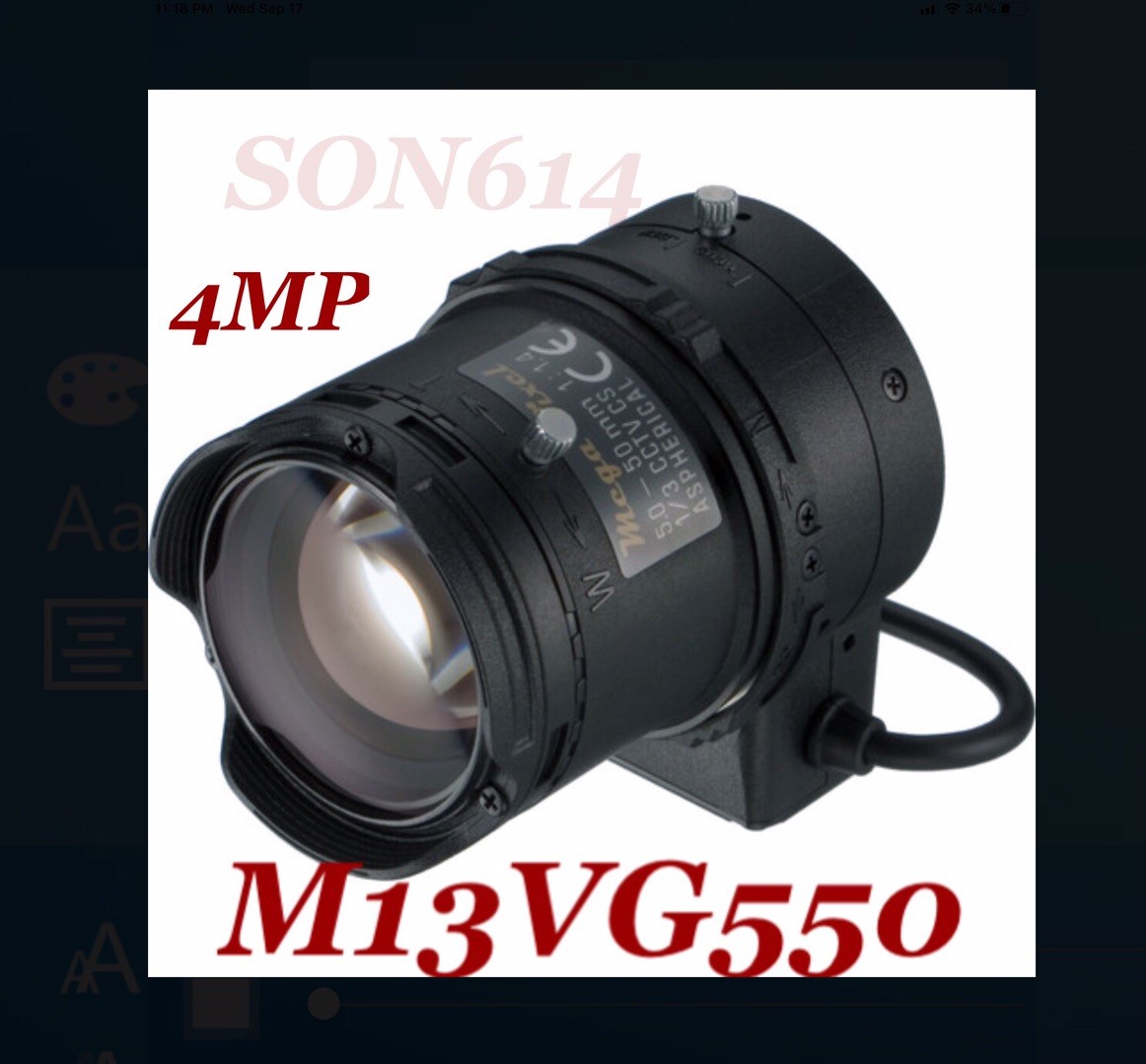 TAMRON M13VG550 Surveillance Lenses W/ 5-50mm F1.4 1/3” 4MP DC