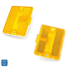 73-77 Chevelle El Camino Front Fender Side Marker Light Lamp Lens Assembly Pair 73-77 Chevelle El Camino Front Fender Side Marker Light Lamp Lens Assembly Pair