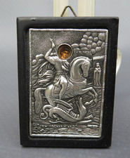 Ikone Silber Ikone aus 925er Sterling Silber auf Holz, Zertifikat  7,2cm x 5,2cm