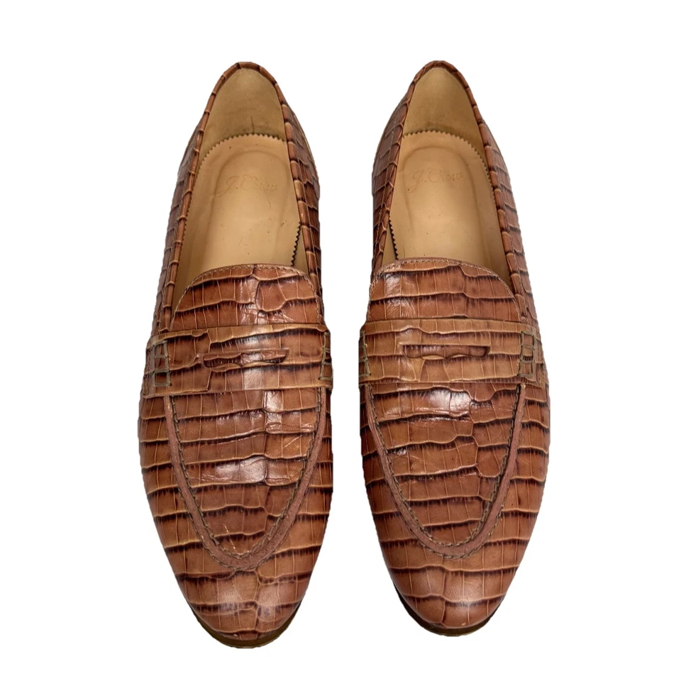 J Crew Academy Penny Loafers Shoes Size 9.5 Italian Leather Slip On Flats Preppy - Image 2 of 4
