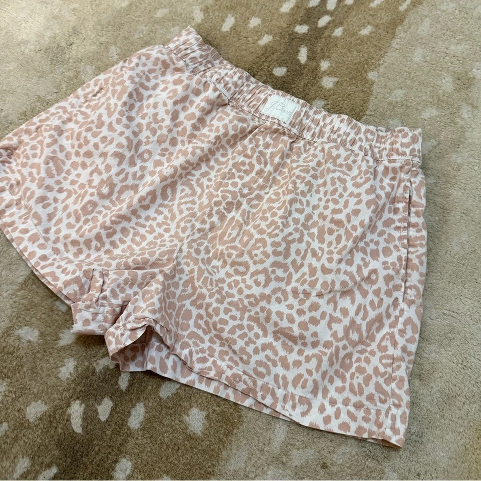 J.Crew Algodón Popelina Boxer Corto en Manchas Blandas Rosa Blanco Guepardo Mujer’s Pequeño Foto 2 de 4