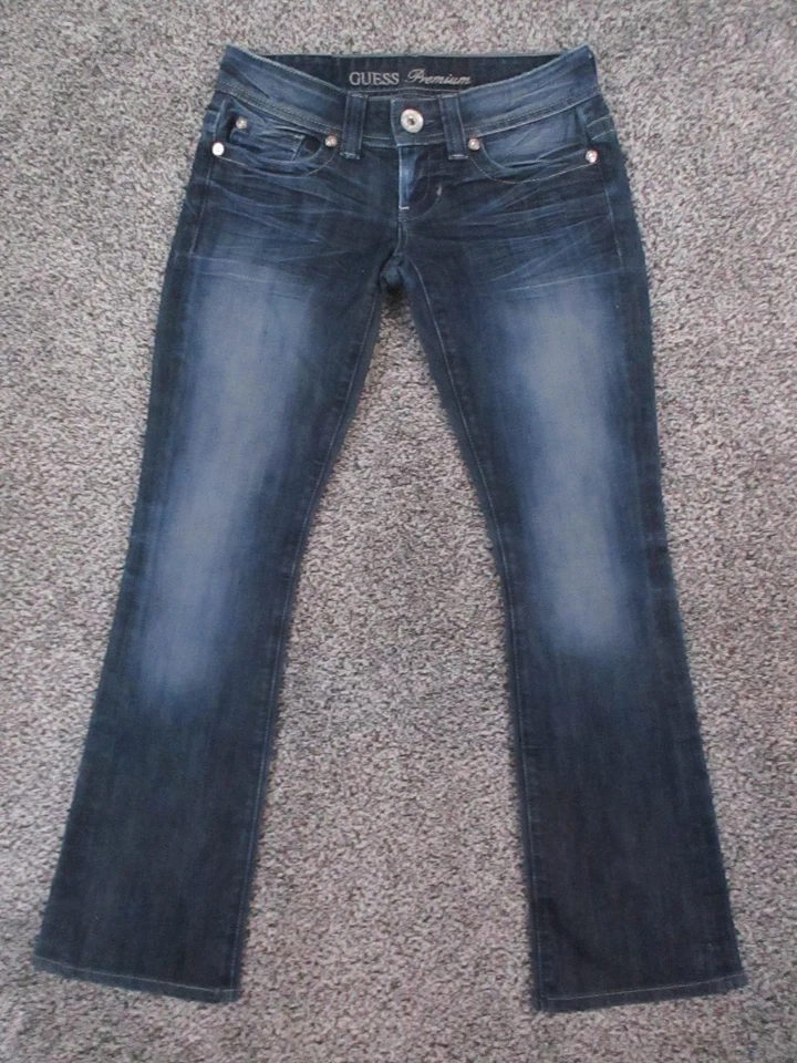 Guess Premium Jeans Womens 26 Blue Daredevil Boot Cut Stretch USA Denim 27x29 - Image 2 of 4