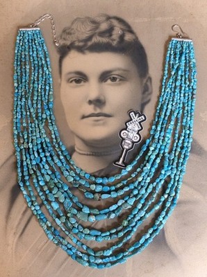 Vintage Jay King DTR Sterling Multi Strand Turquoise Necklace
