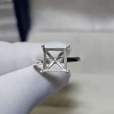 8x8 MM Semi Mount Ring, 925 Solid Sterling Silver Ring, Square Cut Gemstone