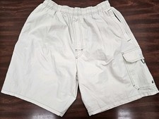 Speedo Mens Swim Trunks L Beige Cargo Board Shorts Lined Drawstring Beach