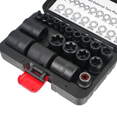 BILITOOLS External Torx Plus Socket Set, 6 Point EP4-EP8, EP10-12, EP14, EP16, E