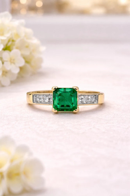 #ad #ad 2.20 Ct Princess Cut Natural Emerald Diamond Wedding Ring 14k Yellow Gold Size 7 $232.49