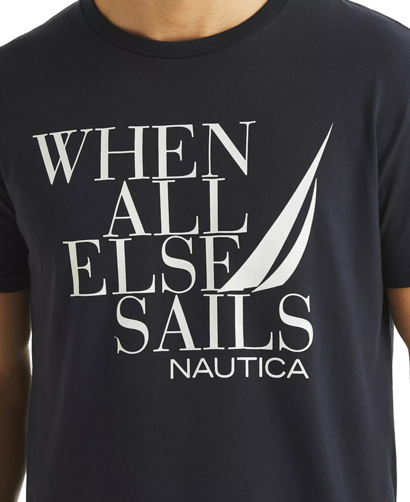 NAUTICA Blue T-Shirt Regular Fit Cotton When All Else Sails Graphic Print L 3890₽