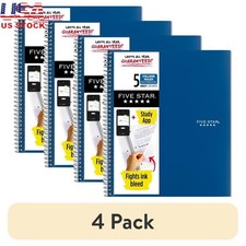 5 Subject College Ruled Notebook W/ Study App 200 Sheets Spiral Poly Durable New