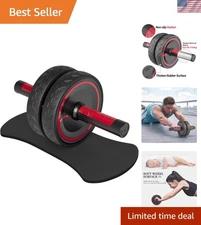 Heavy Duty Ab Roller Wheel with Stainless Steel Handles & Knee Pad - Black/Red