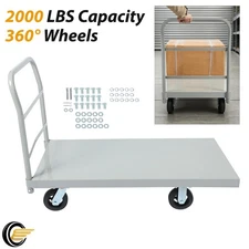 2000lb Steel Heavy Duty Platform Truck Push Dolly Flat Dolly Cart w/ Casters New