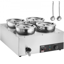 Electric Soup Warmer, Four 7.4QT Stainless Steel Round Pot, 1500W Commercial Foo