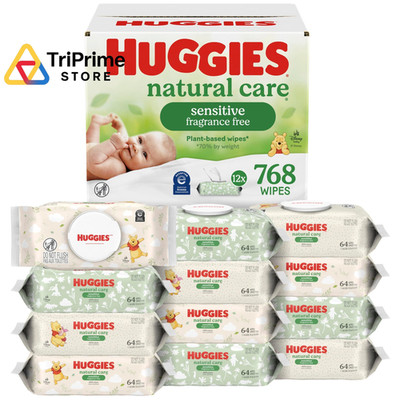 Huggies Natural Care Sensitive 64 Count (Pack of 12), 64 12)