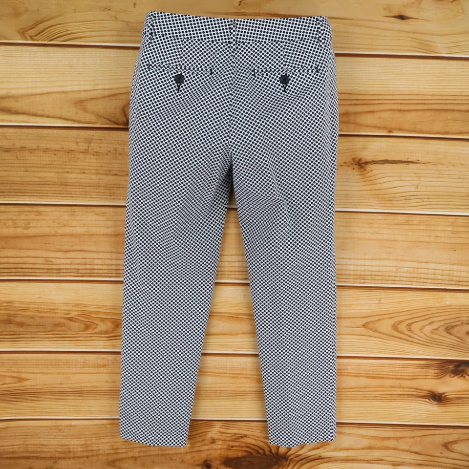 Stylus Pants Womens Size 8 Black White Geometric Chinos Pockets Low Rise Tapered - Image 2 of 4