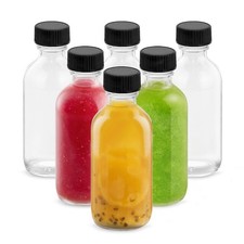 Rionisor 4OZ Small Glass Bottles with Lids and Funnels, 120ml 6 Pack, Clear