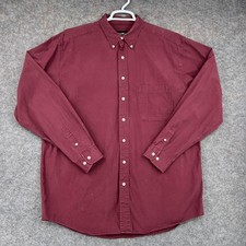 Eddie Bauer Button Down Shirt Mens Tall Large Maroon Long Sleeve Pocket Casual