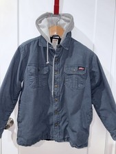 Dickies Men s M 38-40 Hooded Work Jacket Blue Quilted Lined Canvas Shirt Coat
