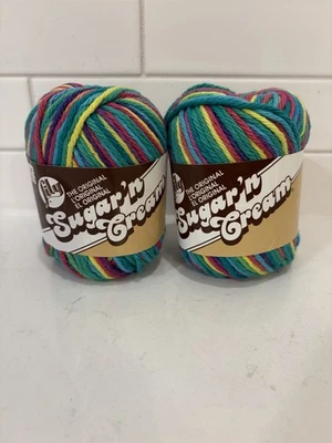 2-2 Oz Skeins Of Lily’s Sugar N Cream 100% Cotton Yarn In “psychedelic” Color. - Image 1 of 4