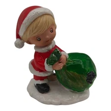 Vintage Homco Christmas Figurines #5613 Child W Present Bag