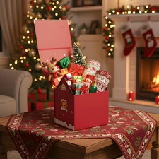 Christmas Gift Box with Magnetic Lids for Presents, 6.1"X4.72"X7.1" House Sha...