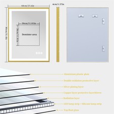LED Bathroom Mirror Range with 3 Colour Change, Touch Sensor, Gold Brushed Brass