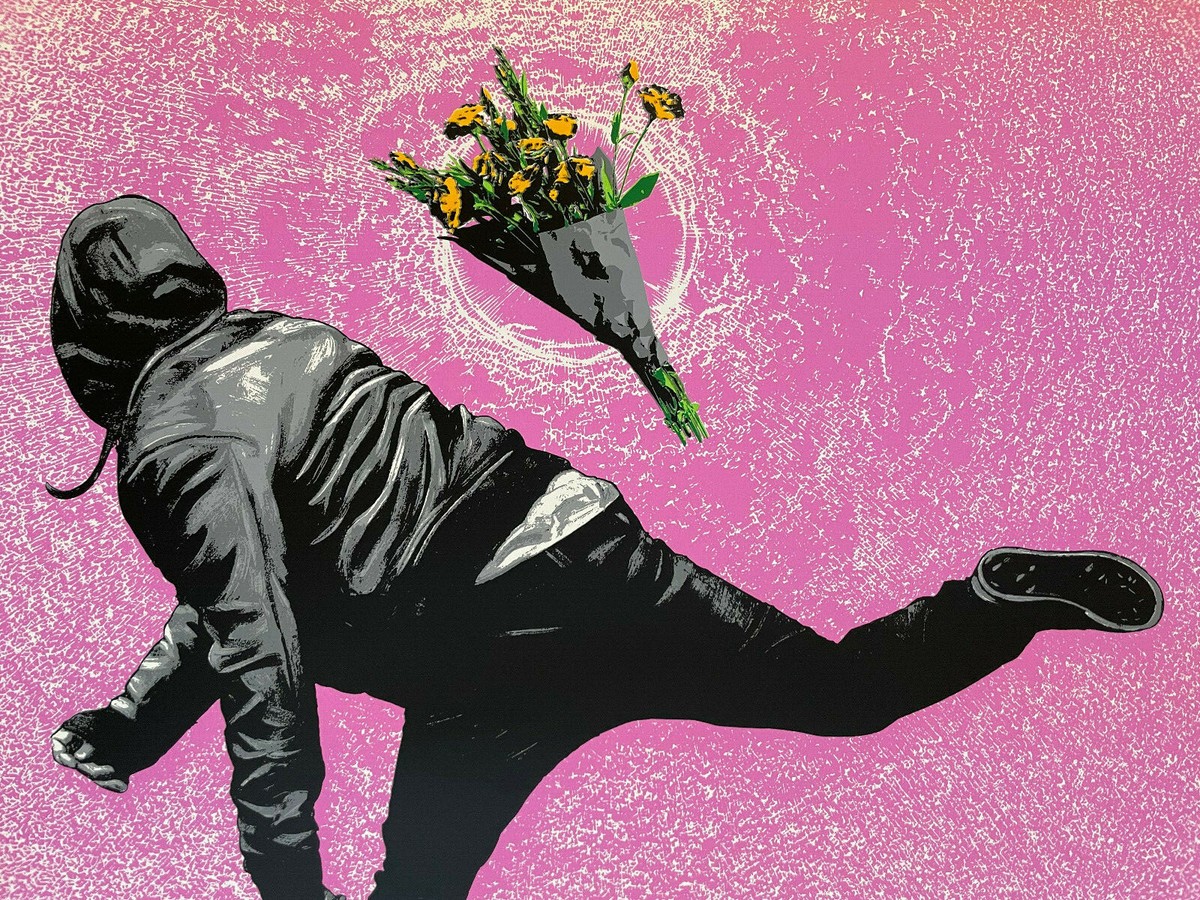 Hijack Art LOVE RIOT #/15 Mr. Brainwash's son POP ART Flower