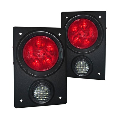 Warrior 9x6'' Rectangular Black/Red LED Tail Lights
