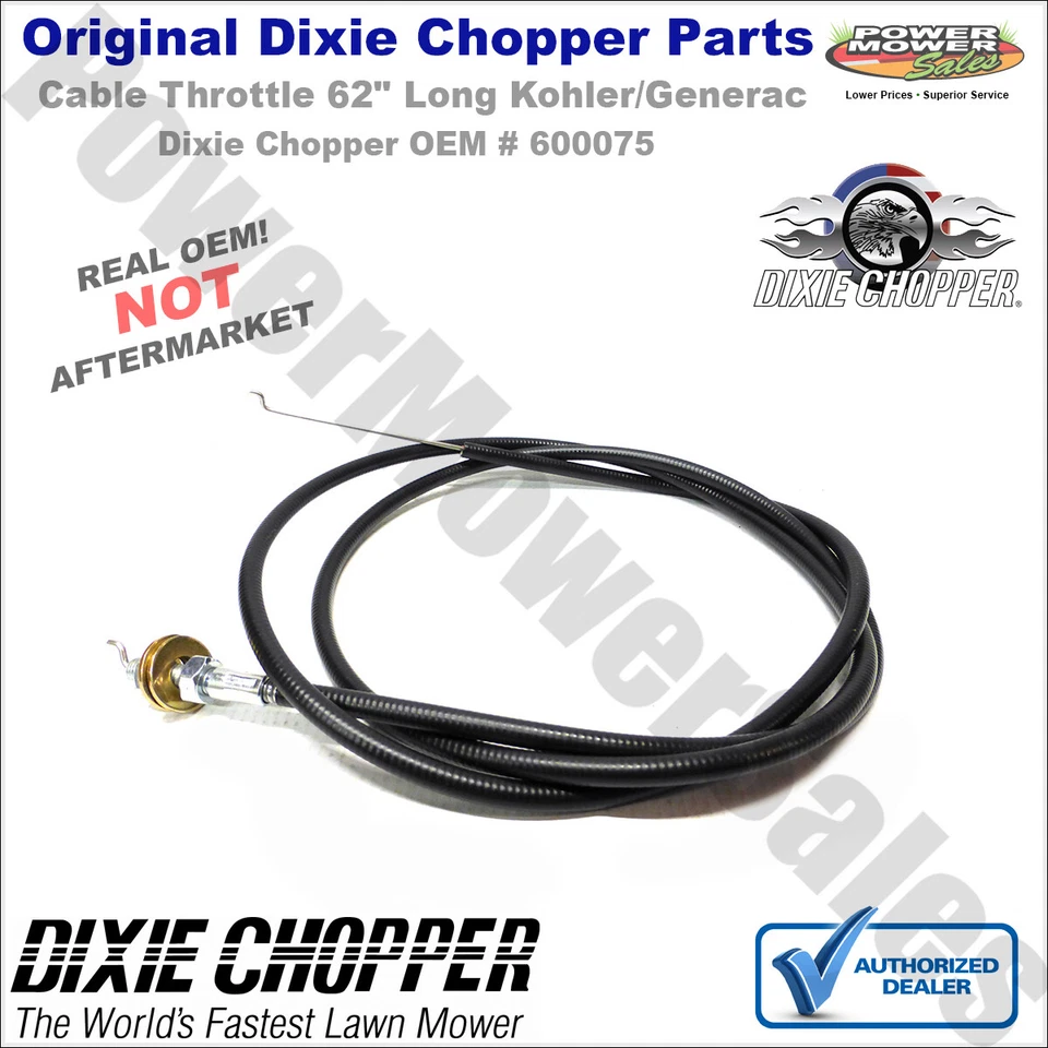 正品 Dixie Chopper 62 英寸油门电缆适用于割草机 / 600075 — 第 2/3 张图片