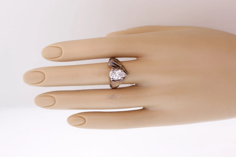 925 Argento Sterling 14.75mm 3ct Taglio a Pera Zircone Cubico Solitario Fedina - Immagine 2 di 4