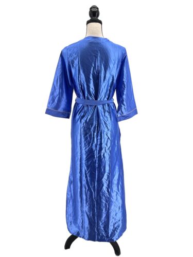 Intimate Fashions Womens Robe Blue Small Pink Applique Ankle Length Vintage - Picture 4 of 6
