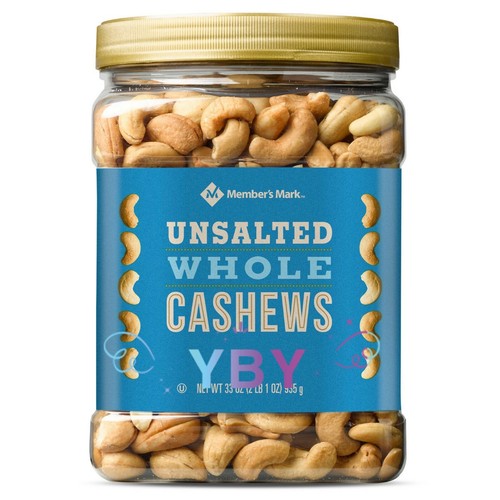2 Packs Member's Mark Unsalted Whole Cashews 33 oz Each Pack - Picture 2 of 3