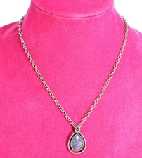 Vintage NAPIER Est 1922 Purple Tear Drop Faceted Charm Necklace 18''