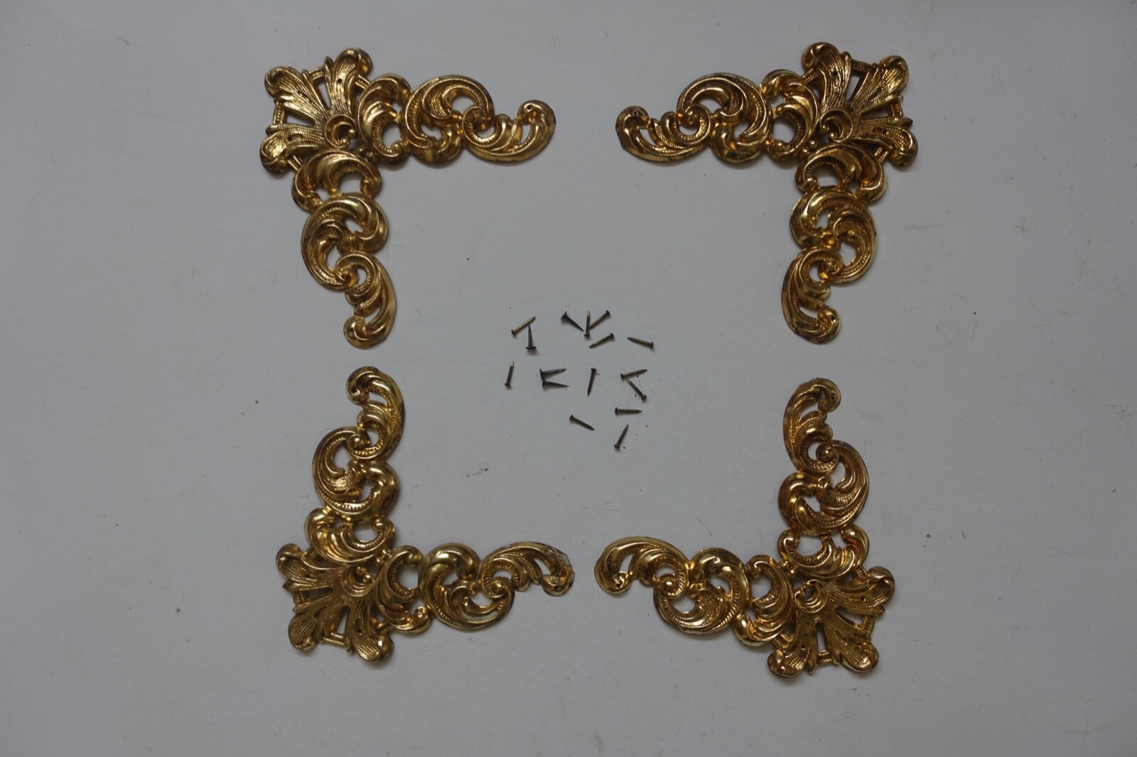 Rare EXTRA LARGE BRASS PICTURE FRAME CORNERS Antique brass with 16