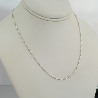 18'' Tiffany & Co Sterlingsilber Perlen Halskette Hund Kette mit Karabinerverschluss