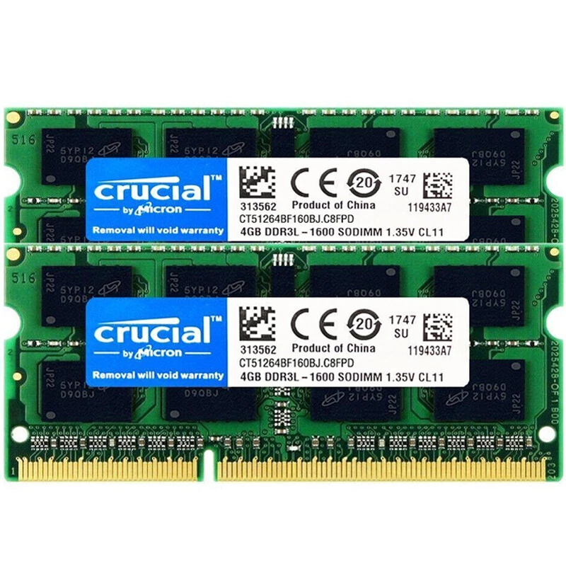 Crucial 8GB Kit 2 x 4GB DDR3L 1600MHz PC3L-12800 Laptop RAM Sodimm Memory 1.35V - Image 2 of 4