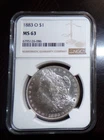 1883-O Morgan Silver Dollar - NGC MS 63 - Brown Label