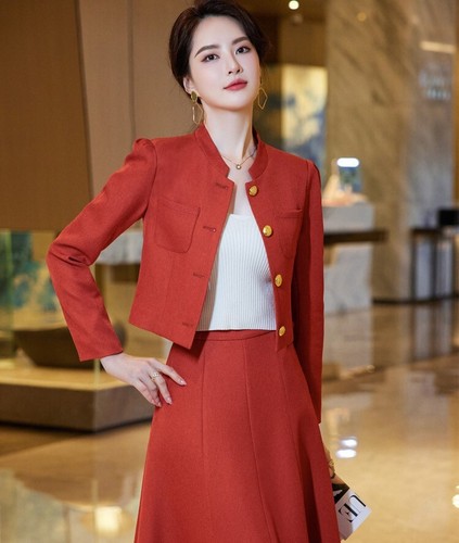 Elegant Women's Suit Blazer Set Jacket A-Line Midi Skirt Formal Office Size 2-16 - Picture 29 of 67