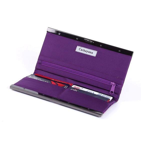 Purple Blue Peacock Brocade Women's Wallet Cathayana